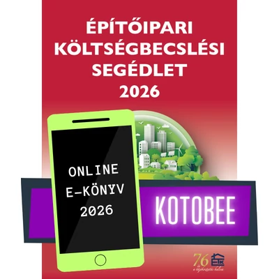 Építőipari költségbecslési segédlet 2026 ONLINE e-könyv 